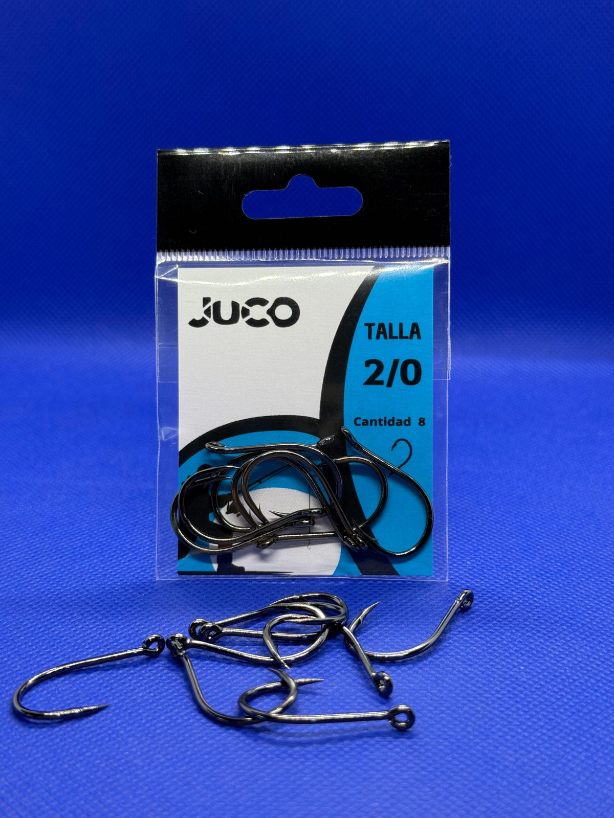 Anzuelos Curvos JUCO Talla 2/0 – Blister Azul (8 ud)