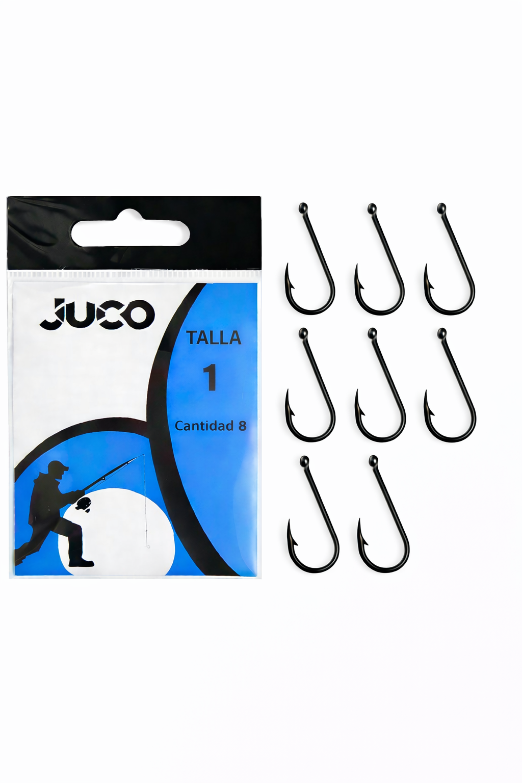 JUCO Anzuelos Curvos Talla 1 Blister Azul 8 unidades
