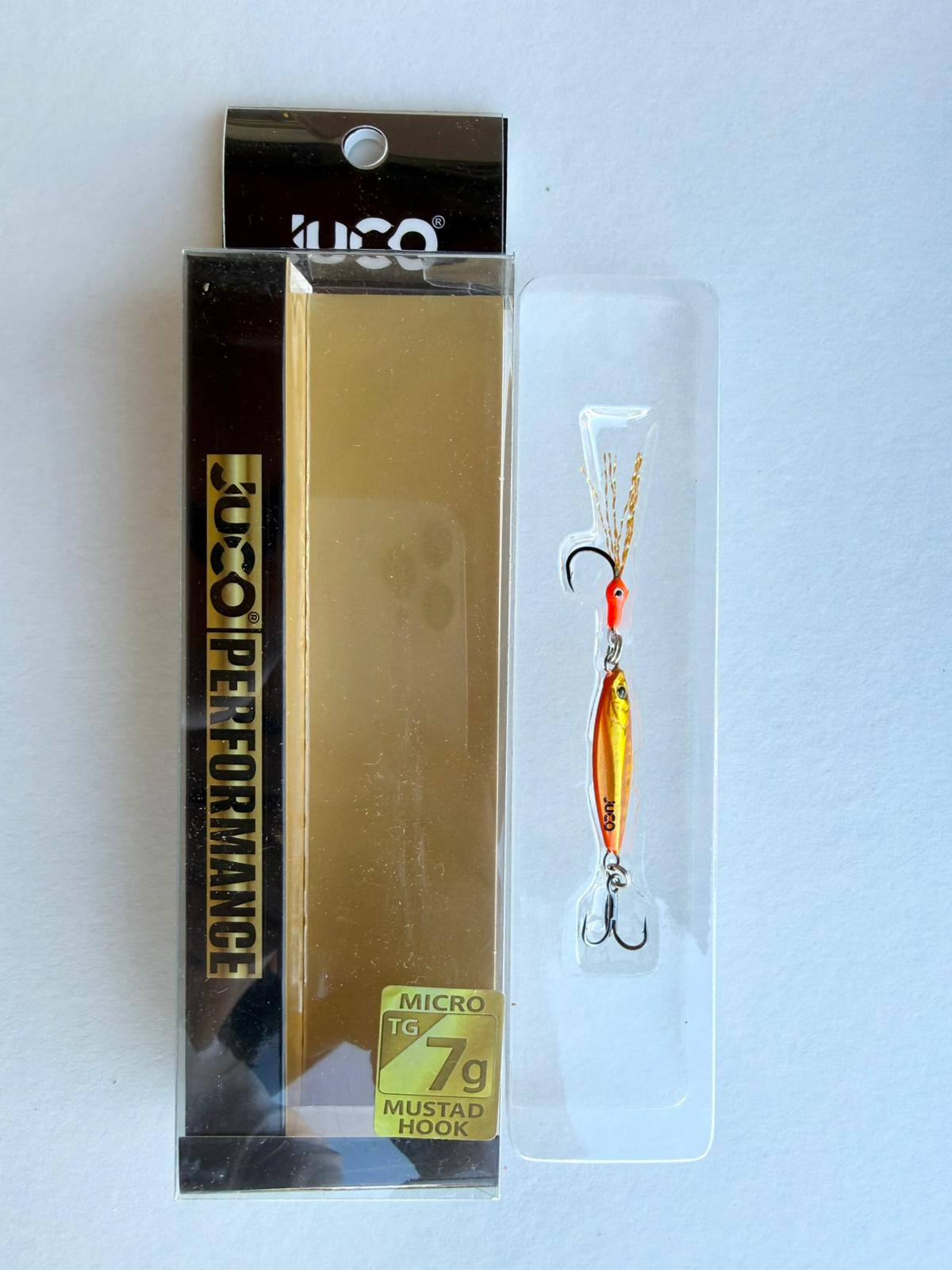Jig de Tungsteno JUCO Naranja y Oro 7g – embalaje JUCO Performance Micro TG 7g Mustad Hook