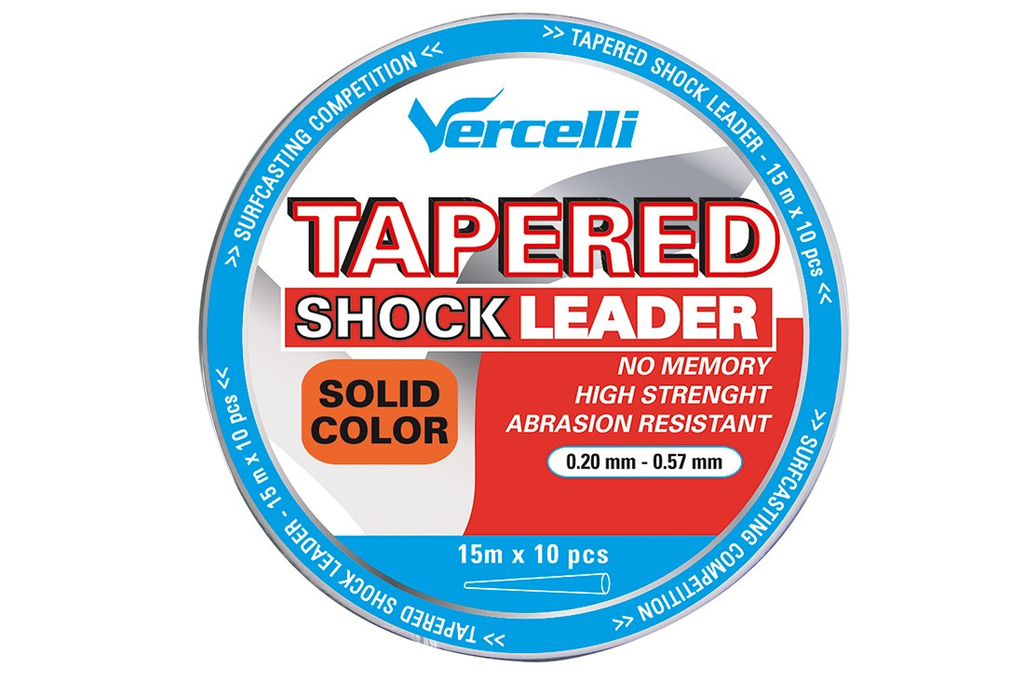 Vercelli Tapered Shock Leader Solid Color 0.20mm-0.57mm 15m x 10 pcs