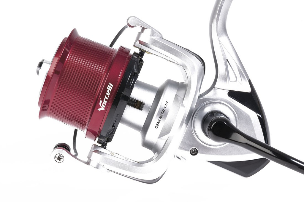 Detalle bobina grafito carrete VERCELLI OXYGEN SCG - Gear Ratio 4.1:1