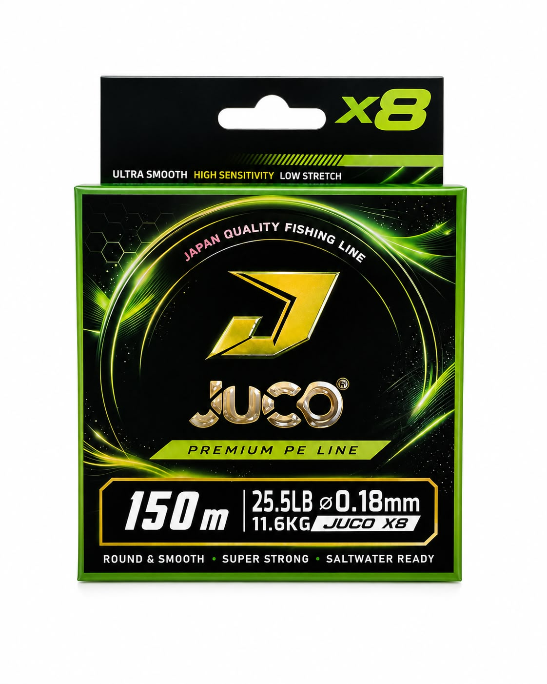 JUCO X8 Premium PE Line 150m 0.18mm Verde