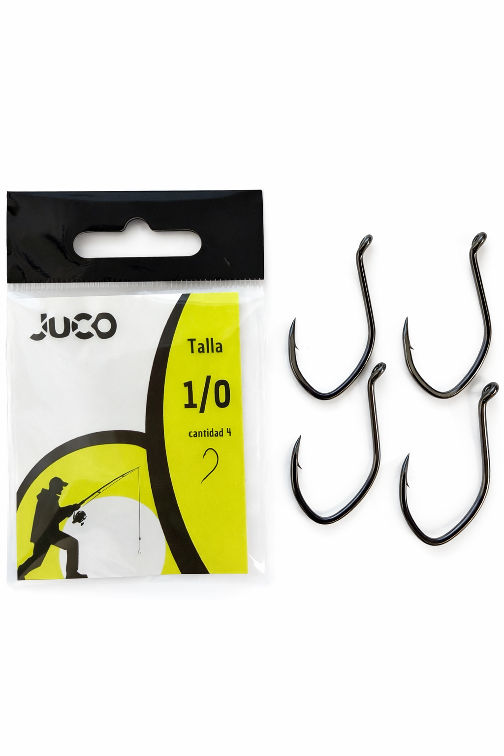 JUCO Anzuelos Curvos Depredadores Talla 1/0 Blister Amarillo 4 unidades
