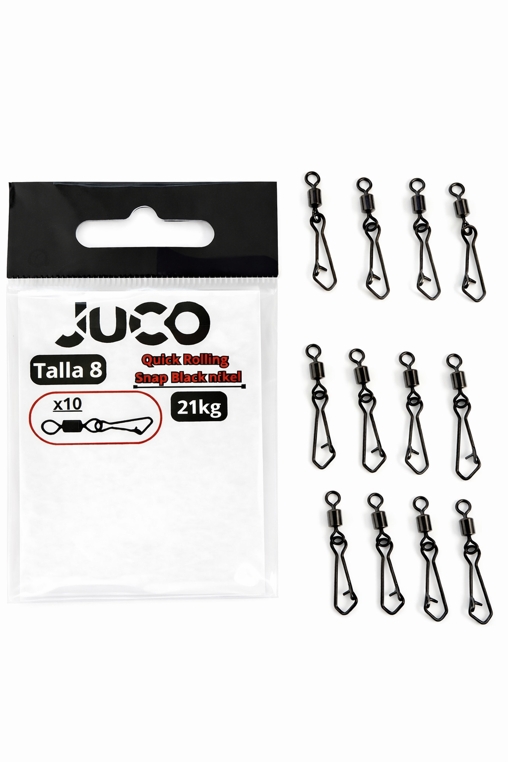 Giratorio Quick Rolling Snap JUCO Talla 8 21kg Pack 10 unidades black níquel